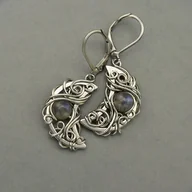 Kolczyki - Kolczyki księżyce labradoryt wire wrapping - miniaturka - grafika 1