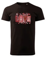 Koszulki i topy damskie - Koszulka na Walentynki Kolorowe LOVE Ciemnobrązowy M - miniaturka - grafika 1