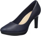 Czółenka - Clarks Damskie czółenka Ambyr Joy, Navy Leather, 41.5 EU - miniaturka - grafika 1