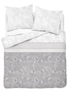Pościel - Pościel flanelowa 160x200 Paisley szara biała 4032 - miniaturka - grafika 1