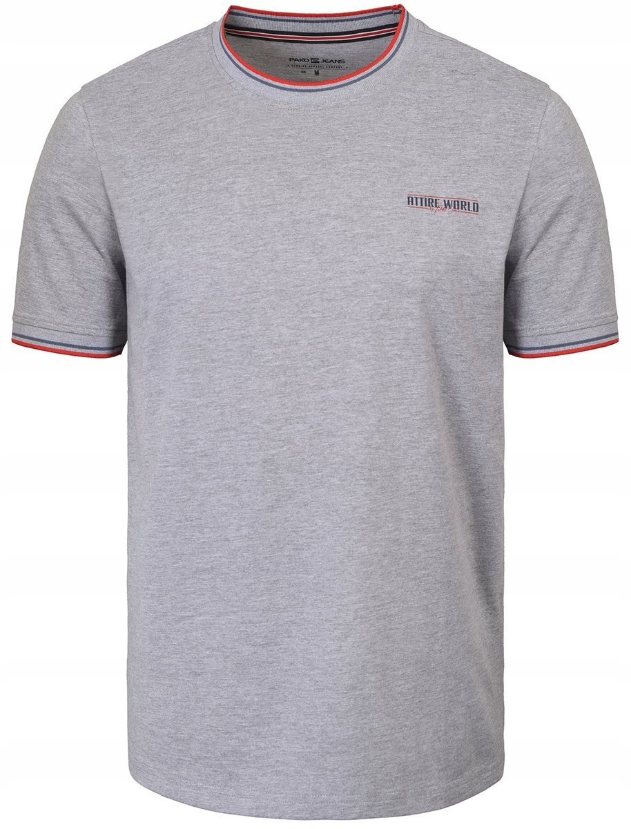T-SHIRT Męski ERT Koszulka z Nadrukiem POPIELATA Bawełniana 4XL Pako Jeans