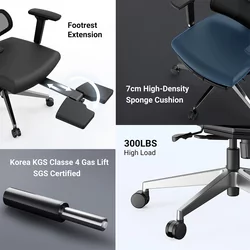 Newtral Ergonomic Chair With Footrest - Home Office Desk Chair With Auto-Following Lumbar Support, 4D Armrest, Seat Depth Height Adjustable, 96°-136° Reclines | Guatemala