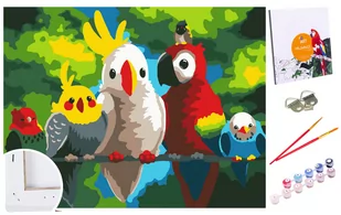 Zestaw Do Malowania Po Numerach, 20X30 Cm, Pięć Papużek - Malowanie po numerach - miniaturka - grafika 1