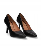 Czółenka - Czarne Czółenka Karino 4170/076-P Skóra Modne Eleganckie Szpilka R. 37 - miniaturka - grafika 1