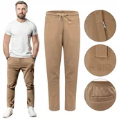 Dresy męskie - SPODNIE DRESOWE Męskie Długie Bez Ściągacza RABBIT Jasny Brąz Pako Jeans - miniaturka - grafika 1