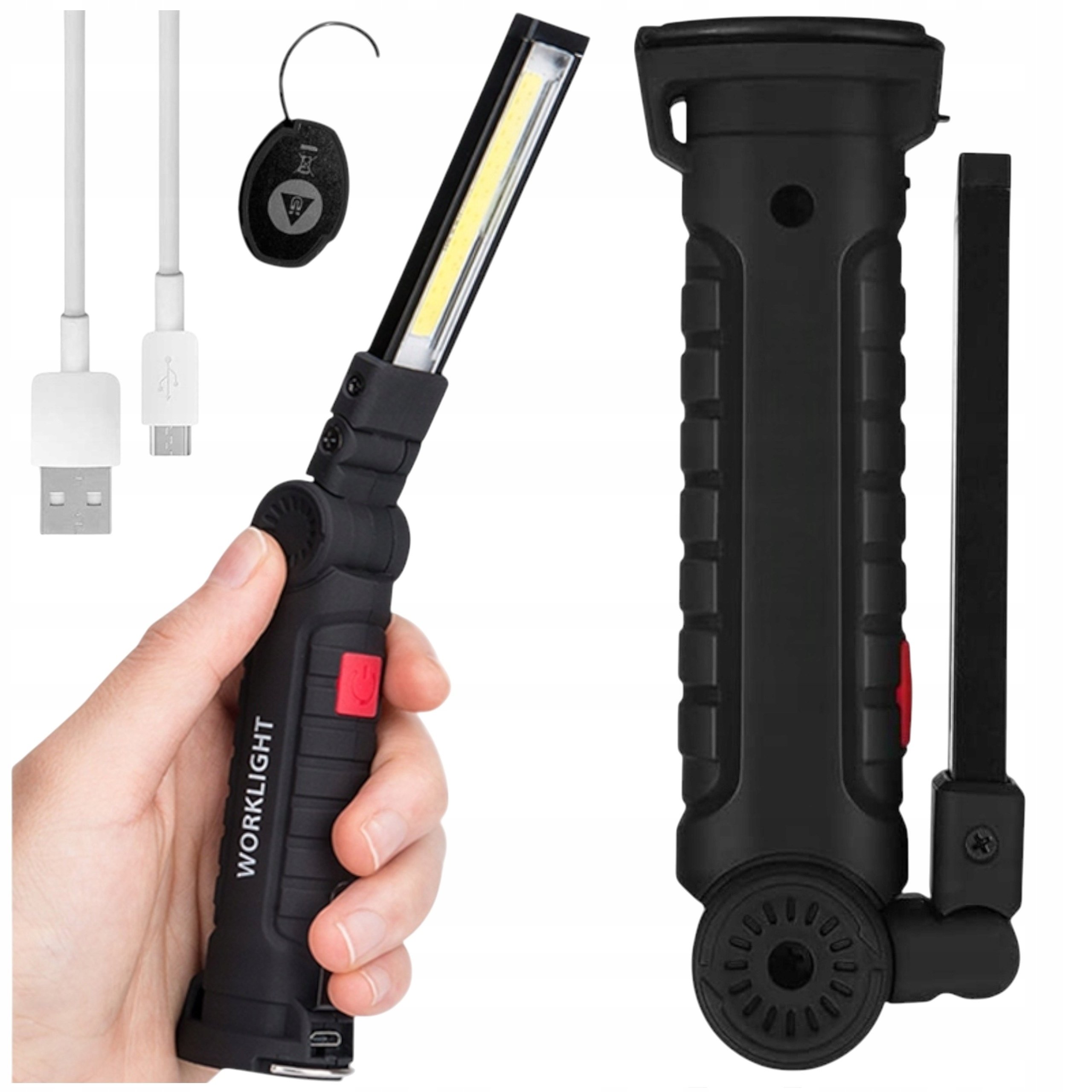 Latarka na magnes Lampa warsztatowa Składana Lampka Usb Led Haczyk Mocna