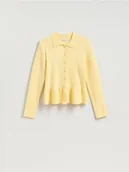 Swetry damskie - Reserved - Sweter z baskinką - jasnożółty - miniaturka - grafika 1