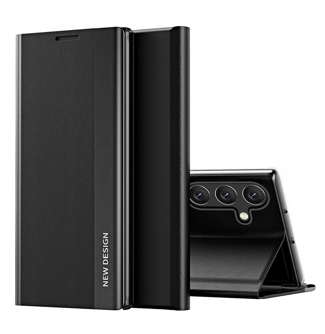 Etui Sleep Case Pro na Samsung Galaxy S25 Edge z klapką i podstawką - czarne