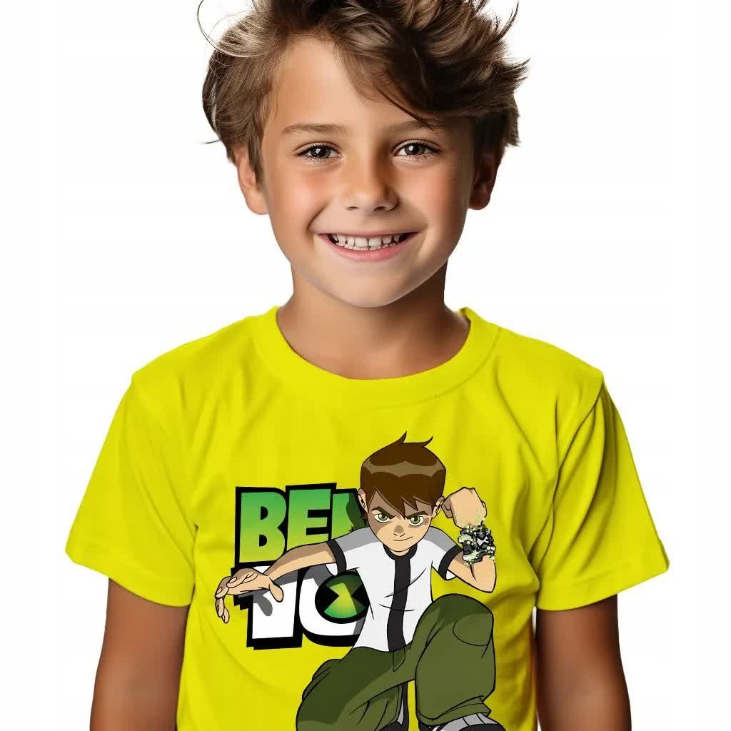 KOSZULKA T-SHIRT CYTRYNOWY PREZENT DLA FANA BEN 10 BAJKA ROZMIAR 134 WZORY