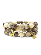 Bransoletki - Krzemień pasiasty, obsydian śnieżny, kamień rzeczny, hematyt bransoletka - miniaturka - grafika 1