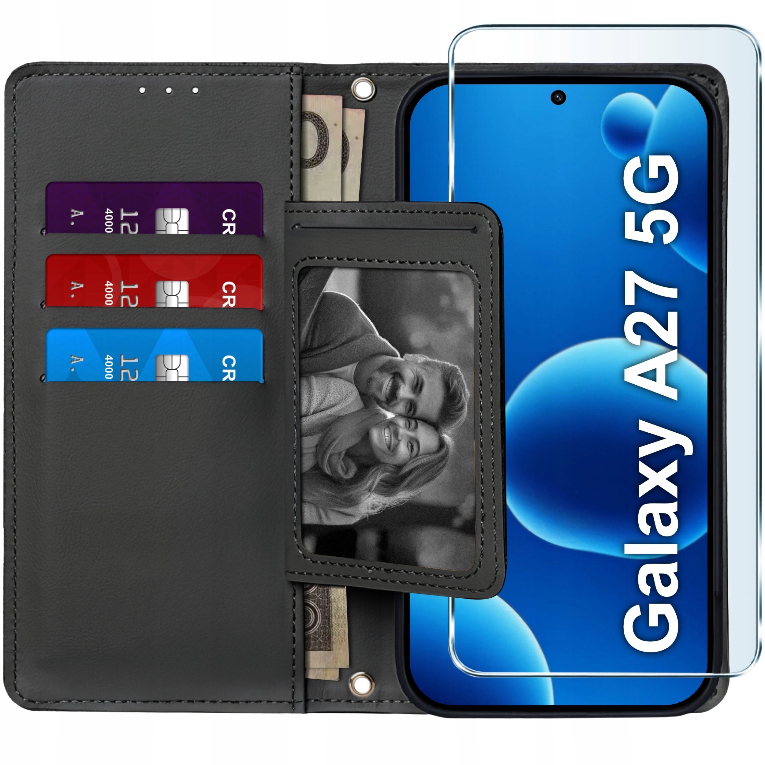 krainaGSM Etui Z Klapką Do Samsung A27 5G Zamykane Magnetyczne + Szkło 9H