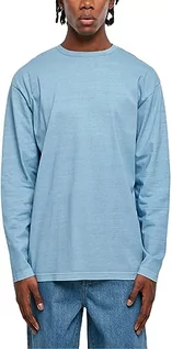 Koszulki męskie - Urban Classics Męski T-Shirt Heavy Oversized Garment Dye Longsleeve horizonblue L, niebieski poziomy., L - grafika 1
