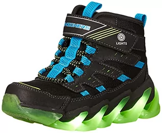 Botki damskie - Skechers 400131L BBLM botki, czarne syntetyczne i tekstylne/niebieskie i limonkowe wykończenie, 11,5 UK - grafika 1