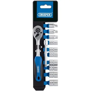 DRAPER Tools Grzechotka i nasadki metryczn,e 1/4", 12 części, 16369 Tools - Śrubokręty - miniaturka - grafika 3
