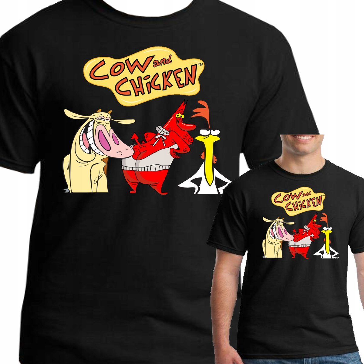 KOSZULKA MĘSKA COW & CHICKEN XL 3046 CZARNA