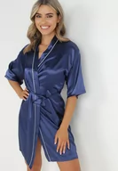 Szlafroki damskie - Granatowy Szlafrok Aedora - miniaturka - grafika 1
