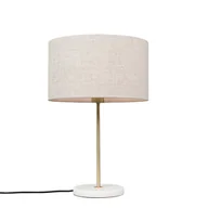Lampy stojące - QAZQA Lampa stołowa mosiądz klosz jasnoszary 35cm - Kaso - miniaturka - grafika 1