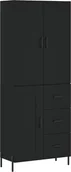 Witryny - vidaXL Witrynka, czarna, 69,5x34x180 cm, materiał drewnopochodny - miniaturka - grafika 1