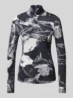 Bluzki damskie - Bluzka z długim rękawem o kroju slim fit ze stójką - miniaturka - grafika 1