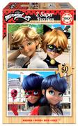 Puzzle - Educa sezon Miraculous Ladybug 2, 2 puzzle z przyjaznego dla środowiska drewna, 50 części, od 4 lat (17956) 17956 - miniaturka - grafika 1