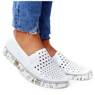 Półbuty damskie - Ażurowe Skórzane Półbuty Maciejka Białe 03512B-11 wielokolorowe - miniaturka - grafika 1