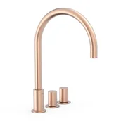 Baterie umywalkowe - Bateria umywalkowa 3-otworowa Tres Study różowe złoto mat 06110501OPM - miniaturka - grafika 1