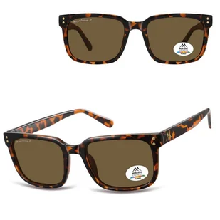 Prostokątne okulary przeciwsłoneczne z polaryzacją MP196B panterka/brąz - Okulary korekcyjne, oprawki, szkła - miniaturka - grafika 1