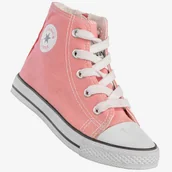 Buty dla dziewczynek - Trampki Dziecięce Wysokie Na Zamek Buty Sportowe Różowe HVR DL8171-2-6 Różowy 26 - miniaturka - grafika 1