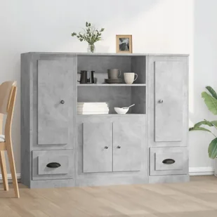 Wysokie szafki, 3 szt., szarość betonu, materiał drewnopochodny - Szafki do salonu - miniaturka - grafika 1