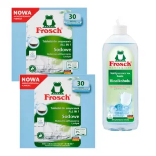 Frosch Sodowe tabletki do zmywarek All in 1 + Nabłyszczacz na bazie Bioalkoholu Zestaw 2 x 30 szt. + 750 ml - Środki do zmywarek - miniaturka - grafika 1