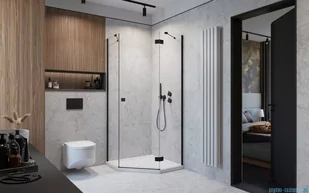 Radaway Essenza Black Ptj kabina pięciokątna 90x90cm prawa szkło przejrzyste 1385010-54-01R/1385050-01-01 - Kabiny prysznicowe - miniaturka - grafika 4