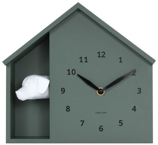 Zegar Karlsson KA6097GR zielony szczekanie psa 27x25 cm .