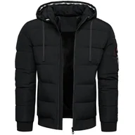 Kurtki męskie - Kurtka męska ocieplana z kapturem czarna Recea - miniaturka - grafika 1