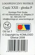 Gry karciane - Komlogo Komlogo, karty Logopedyczny Piotruś Część XXII: głoska P - miniaturka - grafika 1