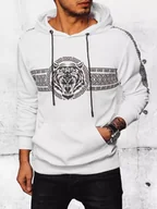 Bluzy męskie - Bluza męska z kapturem i nadrukiem biała Dstreet BX5573-XXL - miniaturka - grafika 1