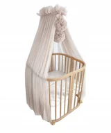 Pościel dla dzieci - Baldachim z pomponami do łóżeczka "Tiul beżowy" - miniaturka - grafika 1