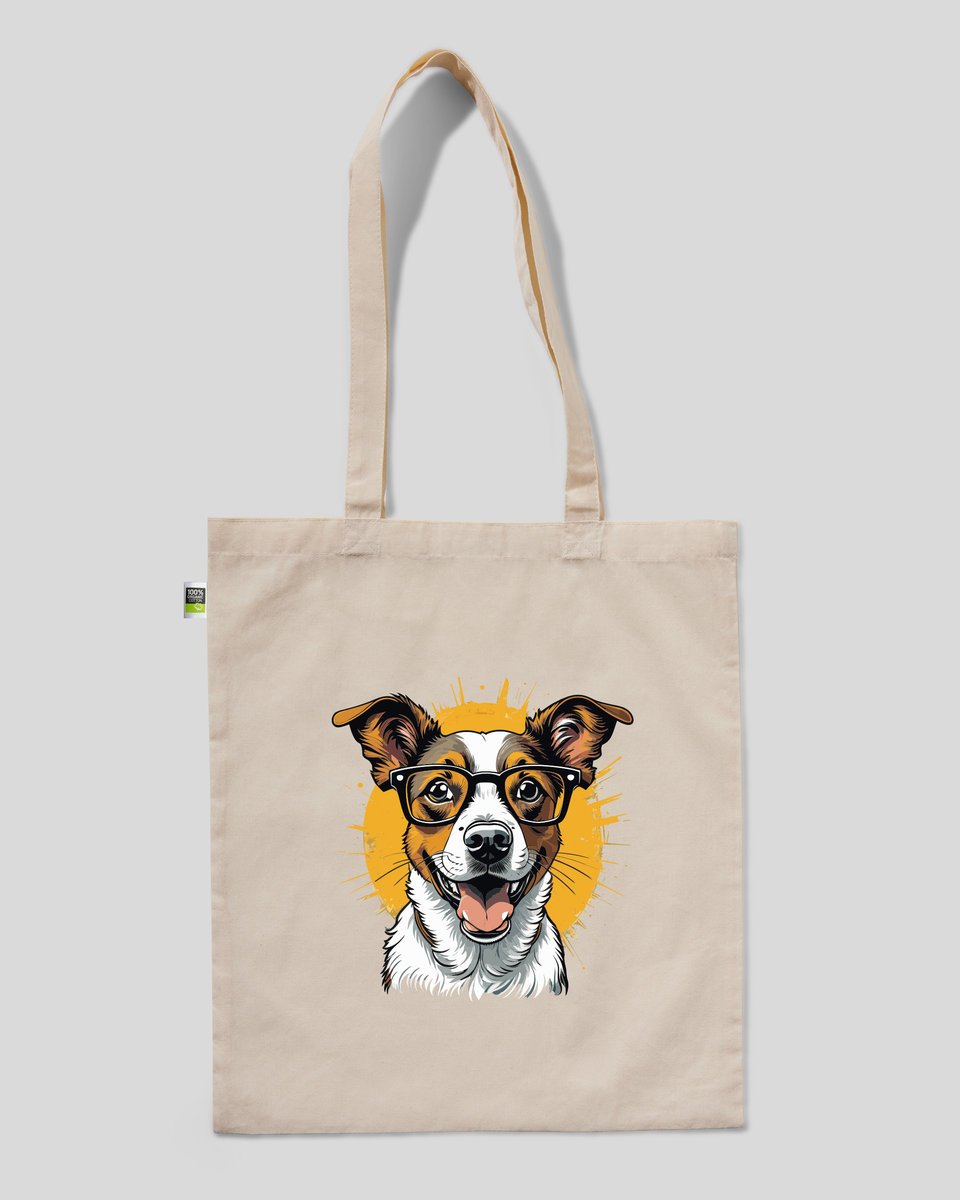 torba bawełniana na prezent na zakupy psia mama PIES JACK RUSSELL Naturalny
