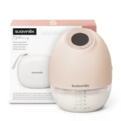Laktatory - Suavinex, Laktator do mleka, bez użycia rąk, bez przewodów, bez rur, z baterią, 3 tryby i 9 intensywności ssania, z adapterami, etui i szczotką, wyświetlaczem LED, zbiornikiem 180 ml - miniaturka - grafika 1