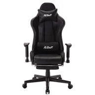 Fotele gamingowe - Fotel ergonomiczny gamingowy kubełkowy krzesło z podnóżkiem czarny Corpo - miniaturka - grafika 1