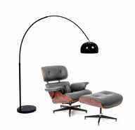 Lampy stojące - Lumina Deco AZURRO C1 lampa podłogowa czarna na wysięgniku z granitową podstawą E27 - miniaturka - grafika 1