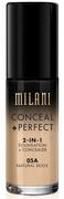 Pudry do twarzy - Milani MILANI Conceal + Perfect Light Natural 2 w 1 podkład + korektor, light beige 717489700030 - miniaturka - grafika 1