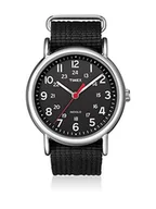Paski - Timex Weekender zegarek kwarcowy unisex z analogowym wyświetlaczem i nylonowym paskiem, Czarny/czarny, pasek - miniaturka - grafika 1