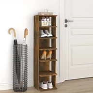 Szafki na buty - Stojak na buty dąb wędzony 27,5x27x102 cm materiał drewnopochodny - miniaturka - grafika 1