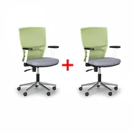 Fotele i krzesła biurowe - B2B Partner Krzesło biurowe Haag 1+1 GRATIS, zielono/szare 415045 - miniaturka - grafika 1