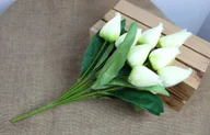 Sztuczne kwiaty - Bukiet sztuczny tulipan, 48cm 9 kwiatów biały - miniaturka - grafika 1