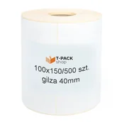 Akcesoria do pakowania - Etykiety termiczne samoprzylepne białe 100x150 mm 500szt Ø40mm - miniaturka - grafika 1