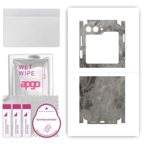 folia naklejka skórka strukturalna na TYŁ+BOKI do Samsung Galaxy Z Flip5 Retro - Marmur Czarny - apgo SKINS