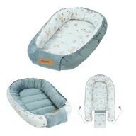 Kokony niemowlęce - Kokon niemowlęcy Flumi dwustronne gniazdko dla dzieci, szary + łabędzie - miniaturka - grafika 1