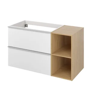 Szafka pod umywalkę Modern biało-brązowa złoty dąb 100x45x55 cm Sensea - Szafki łazienkowe - miniaturka - grafika 1