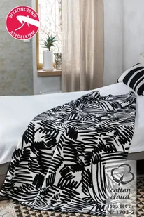 Koc Bawełniano-Akrylowy 150X200 Czarne Zygzaki - Koce - miniaturka - grafika 1